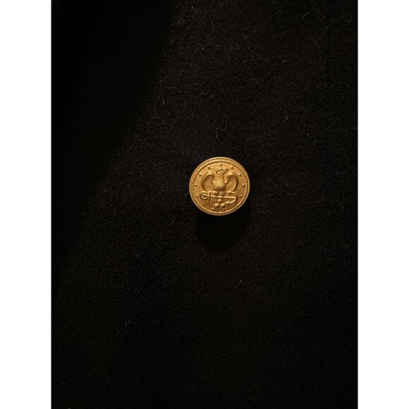 Vintage Paolo Gucci Men’s Navy Blue Double Breasted Gold Logo Buttons Blazer - Picture 7 of 8